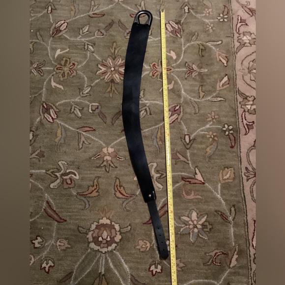 ⚜️ BRAVE  1992 WIDE Black LEATHER Belt w/BRASS/SILVER  ACCENT - Picture 3 of 16